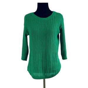 Gap Designed and Crafted green 3/4 sleeve open knit sweater XS